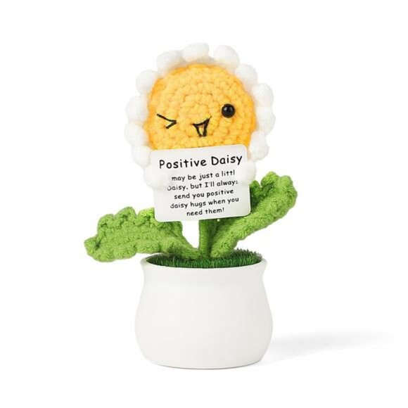 Crochet daisy flower desk decor cute gift for women friend coworker sister - Picture 1 of 8